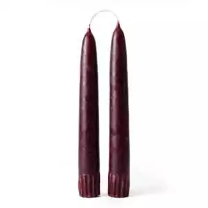 Pair of 7-inch deep dark red taper candles for passion spells Mars planetary workings Beltane rituals and strength ceremony altar work