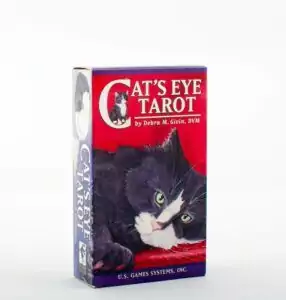Cat's Eye Tarot deck by Debra Givin showing illustrated cards featuring cats in tarot archetypes replacing traditional human figures
