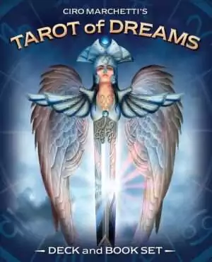 Tarot of Dreams box set by Ciro Marchetti featuring luminous gold-bordered card artwork and the deluxe collector deck packaging.