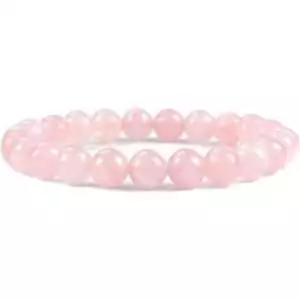 Rose Quartz 8mm stretch bracelet with smooth pink beads on an elastic cord — heart chakra healing crystal bracelet for self-love and compassion.