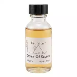 Espiritu Crown of Success ritual oil 1oz bottle with gold and yellow label — hoodoo success condition oil for achievement and recognition in spellwork.