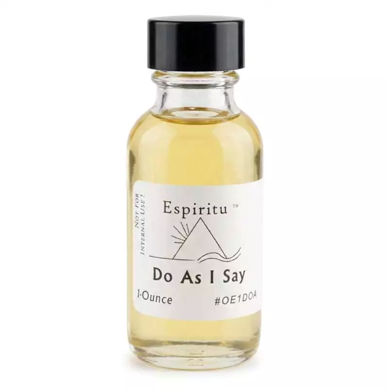 OE1DOA_Z_1a Espiritu Do As I Say ritual oil 1oz bottle — commanding hoodoo condition oil with direct-command label for compelling influence in spellwork.