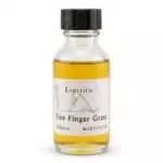 OE1FIVFG_Z_1a Espiritu Five Finger Grass Oil 1oz — small glass bottle with golden liquid labeled 'Five Finger Grass' with black cap for cinquefoil hoodoo luck and five-point blessing ritual use.