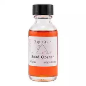 Espiritu Road Opener ritual oil 1oz bottle with Abre Caminos label — path-clearing condition oil for removing obstacles and opening new opportunities.