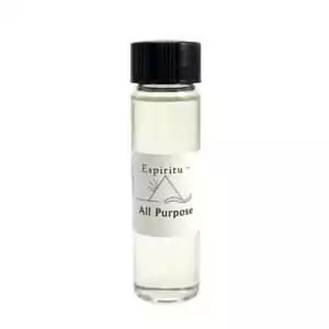 Small 2 dram glass vial of Espiritu All Purpose ritual oil with label, a versatile universal condition oil suitable for any magical working.