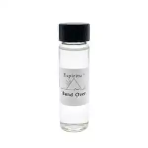 Small 2 dram glass vial of Espiritu Bend Over ritual oil with label, a strong hoodoo compelling formula for making resistant parties comply.
