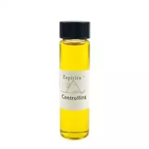 Small 2 dram glass vial of Espiritu Controlling ritual oil with label, a hoodoo commanding and influence formula for asserting authority in workings.