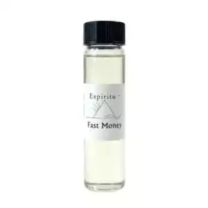 Espiritu Fast Money ritual aroma oil 2 dram — small bottle of classic hoodoo quick-cash formula for urgent financial attraction and fast abundance drawing work.