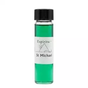 2 dram bottle of St. Michael archangel protection ritual oil for justice, warrior energy, and divine shielding in hoodoo and Catholic folk magic.