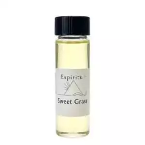 Espiritu Sweet Grass ritual aroma oil 2 dram — small bottle of blessing herb formula for drawing positive energy, benevolent spirits, and welcoming ritual openings.