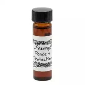 Foxcraft Peace n' Protection ritual aroma oil 2 dram, an artisan bottle for calm and warding, a dual-action ritual blend for peace and protection.