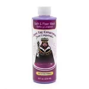 8oz bottle of John the Conqueror hoodoo floor and body wash, a traditional conjure formula for strength, victory, and personal power workings.