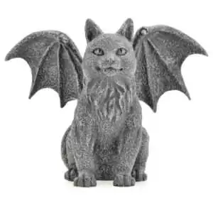Six and a half inch winged cat gargoyle statue in cast resin for gothic altar guardian cat-themed sacred space and pagan protective feline decor