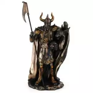 Ten inch Loki Norse trickster god statue in cast resin for Asatru altar chaos magic shapeshifter devotion and Norse pagan shrine work