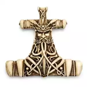 Twelve inch Thor's hammer Mjolnir wall plaque in cast resin for Norse pagan Asatru altar decor and Viking mythology home display