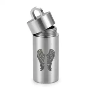 Angel wings memorial ashes chamber pendant with hidden compartment for cremation remains hair or sacred keepsake material