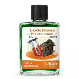4 dram bottle of lodestone condition oil, a hoodoo formula used to anoint lodestones and draw money, love, and luck into your life.