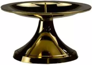 Brass spike candle holder with universal center spike design to secure taper and votive candles upright for ritual altar candle magic use