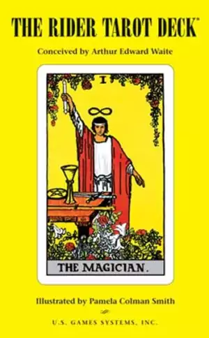 The Magician tarot card from the Rider-Waite Premier Tarot deck — original 1909 Pamela Colman Smith illustration.