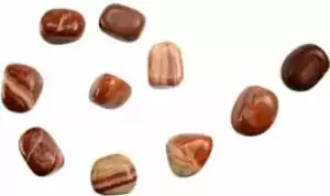 One-pound collection of smooth banded red malachite jasper tumbled stones in deep reddish-brown for grounding emotional support and root chakra calm work