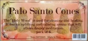 Six palo santo incense cones made in Peru from Bursera graveolens sacred wood for purification and spiritual cleansing altar use
