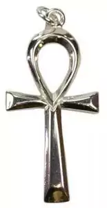 Large 1.5" sterling silver ankh pendant with classic Egyptian loop-cross form and polished surface, shown from front on white background