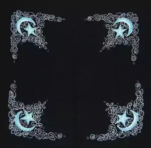 Celtic Moon altar cloth 36×36 inches — decorative ritual cloth with moon goddess Celtic knotwork design for altar coverings and full moon ceremony use.