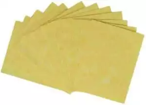 Pack of 12 light parchment papers sized 2x2.5 inches, used for writing petitions, sigils, and spell intentions in ritual practice.