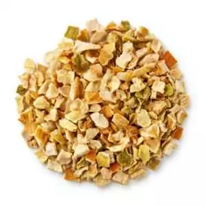A pile of dried lemon peel cut herb pieces in pale yellow and tan tones, sold in 2oz packet for cleansing, purification, and lunar ritual work.