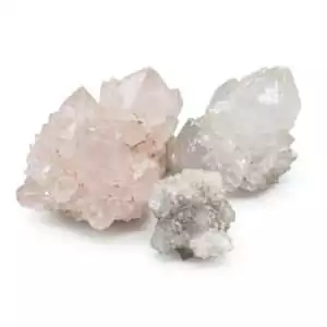 One pound bulk lot of spirit quartz specimens showing central crystal shafts covered in tiny secondary druzy points, the characteristic cactus quartz formation.