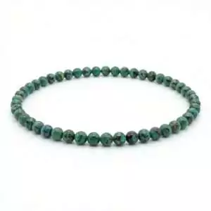 4mm African Turquoise fossilized jasper beaded stretch bracelet with round green and dark-matrix stones — a petite bracelet for transformation and grounding crystal energy.