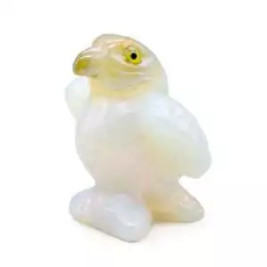2-inch opalite eagle carving showing iridescent glass-stone bird with detailed feather carving — spirit animal figure for clarity and freedom energy.