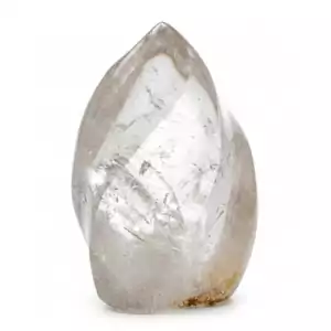 Polished clear quartz free-form flame shape crystal sculpture for energy amplification and altar display