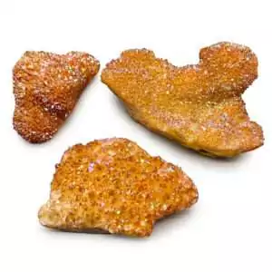 4.8 lb tangerine crystal druze cluster showing sparkling orange iron-oxide coated quartz points — substantial sacral chakra altar display.