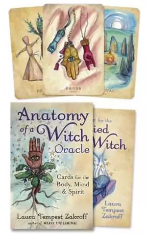 Anatomy of a Witch Oracle deck box by Laura Tempest Zakroff with vivid illustration of the witch's body as a sacred map for divination.