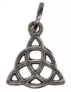 3/4 inch Triquetra Celtic trinity knot amulet pendant showing classic three-lobed knot design in metal, compact pagan symbol pendant for triple goddess and Celtic spiritual wear