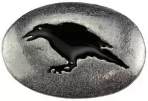 Raven mystical stone showing carved raven totem figure evoking corvid spirit guide magic prophecy and Norse Odinic raven symbolism for altar and shadow work use