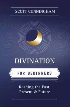 Divination for Beginners book cover featuring mystical imagery and the Llewellyn Worldwide title branding — Scott Cunningham oracle guide.