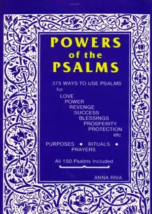 Powers of the Psalms book cover by Anna Riva — bold yellow lettering on dark cover, classic bible magic guide for spiritual petition work.