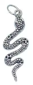Pewter snake amulet pendant, 1.5 inches, coiled serpent design symbolizing transformation, kundalini energy, and ritual rebirth for magical wear.