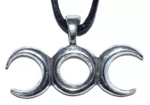 Wicca Balancing Triple Moon Amulet showing triple moon goddess symbol talisman for energy alignment maiden mother crone and divine feminine connection in Wiccan practice