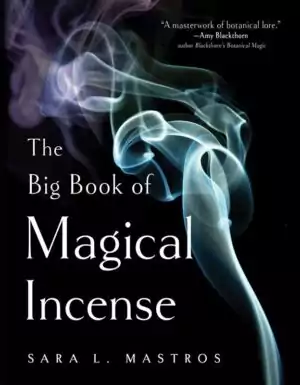 Big Book of Magical Incense book cover with dark smoke wisps — Sara L Mastros incense craft and ritual guide for practitioners.