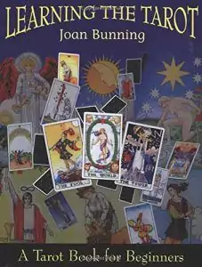 Learning the Tarot book cover by Joan Bunning — colorful design featuring tarot card illustrations for this comprehensive beginners tarot instruction textbook.