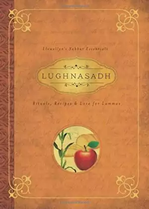 Lughnasadh first harvest book cover with warm golden design showing Rituals Recipes and Lore seasonal Wiccan Lammas guide.