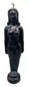 6 3/4-inch black female figure candle for ritual use — hoodoo figural candle for banishing, binding, and female-targeted protection spell work.
