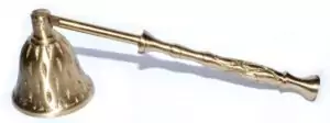 Brass Renaissance dimpled bell candle snuffer showing textured conical bell and classic handle in warm golden brass finish