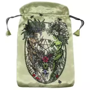 Magickal Botanical tarot drawstring bag 6x9 inches with plant and floral artwork — tarot deck storage pouch for altar and travel use.