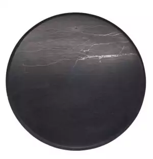 Polished shungite coaster tile, 3.5 inches, natural Russian carbon mineral for EMF protection, water energizing, and grounding energy purification on desk or altar.