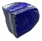 Large 1.7 lb lapis lazuli polished free shape showing deep royal blue stone with golden pyrite flecks — statement altar display piece.