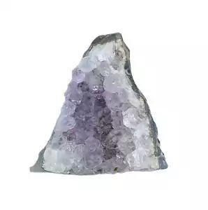 Small amethyst geode rough cut from Uruguay, 0.5 to 0.9 pounds, compact crystal cluster with deep purple points for desktop altar display and energy work.